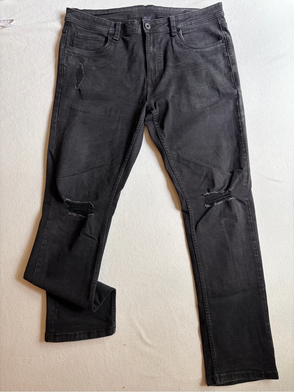 The Perfect Jean NYC Slim Fit Jeans Men’s 36x32 Black Stretch Distressed Denim